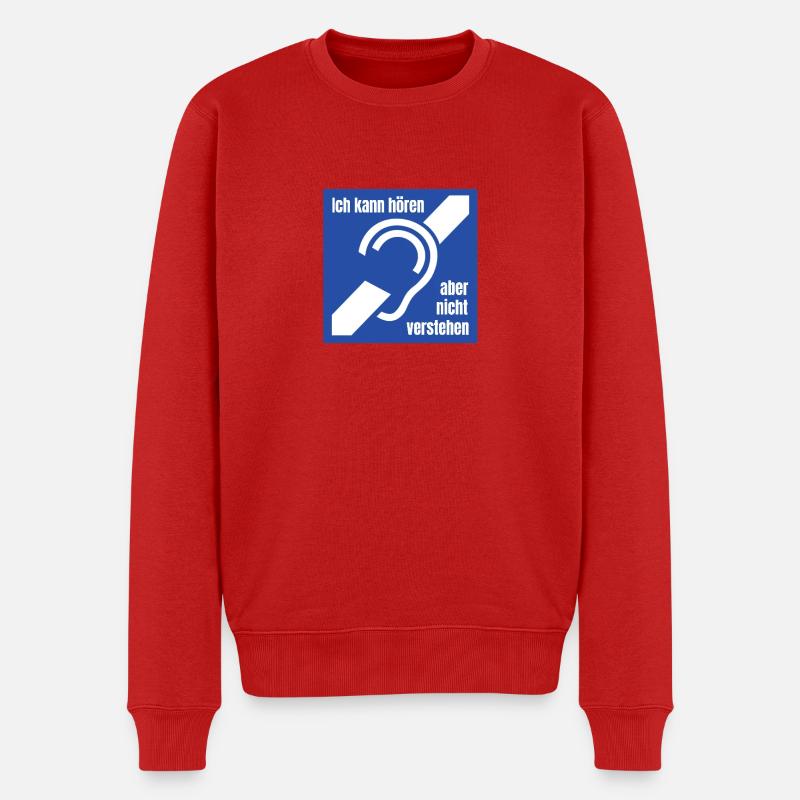 Gehörlos Logo Hörgeschädigt Taub Schwerhörig - Männer Premium Bio Pullover - Rot