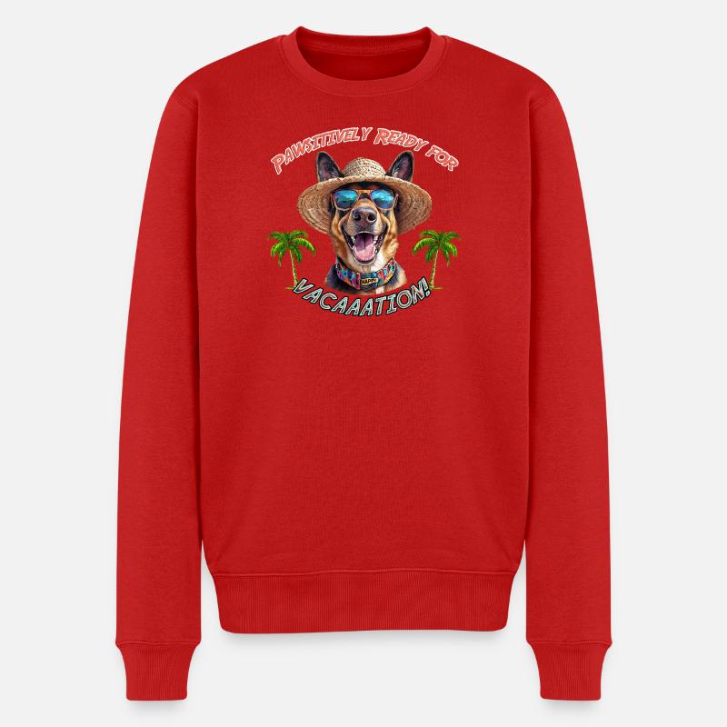 Schäferhund im Sommerlook: Pawsitively Ready - Männer Premium Bio Pullover - Rot