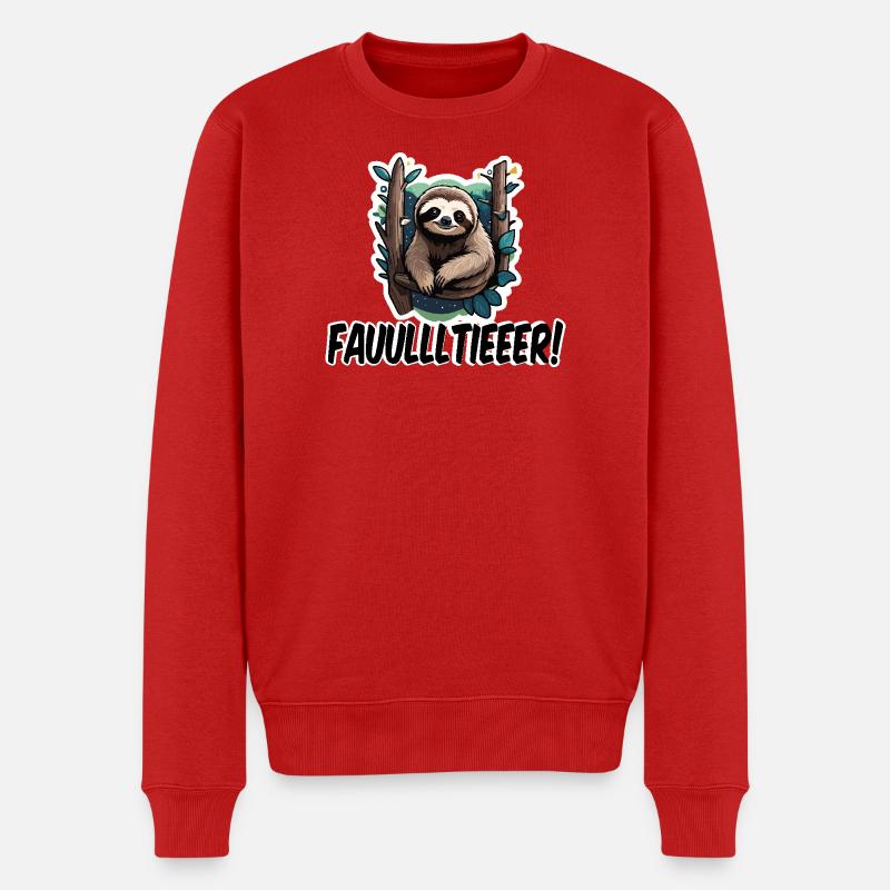 Niedliches Faultier Waldfreund Design - Männer Premium Bio Pullover - Rot