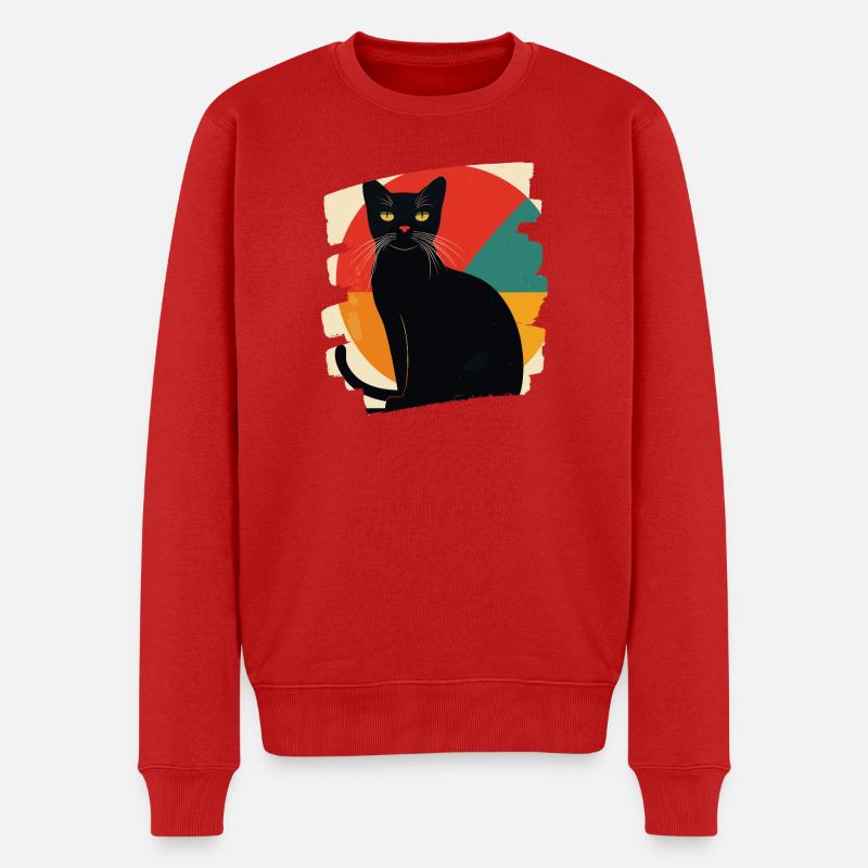Chat Noir Rétro - Pull Premium bio Homme - rouge