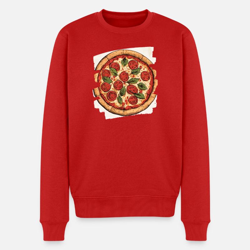 Pizza Retro - Männer Premium Bio Pullover - Rot