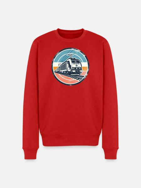 E-Lok mit Güterzug - Männer Premium Bio Pullover - Rot