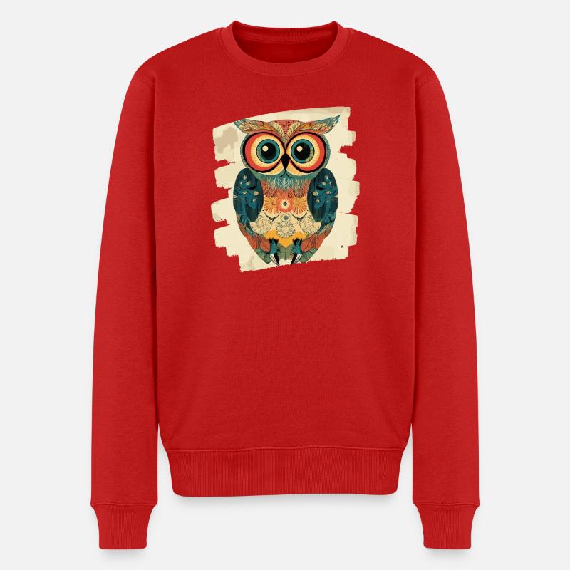Eule - Männer Premium Bio Pullover - Rot