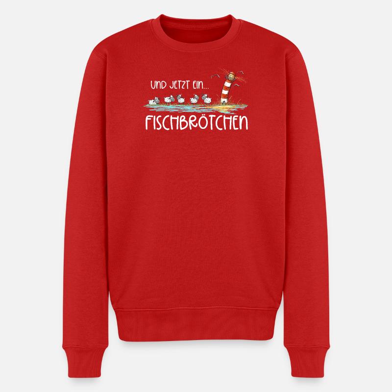 Leuchtturm Fischbrötchen I Nordsee Ostsee Küste - Männer Premium Bio Pullover - Rot