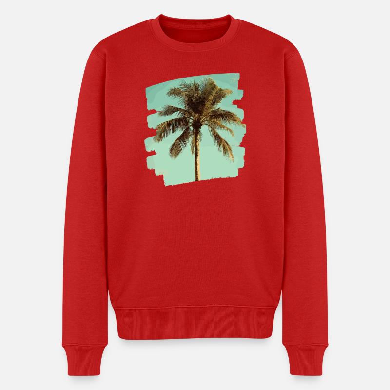 Palme - Männer Premium Bio Pullover - Rot