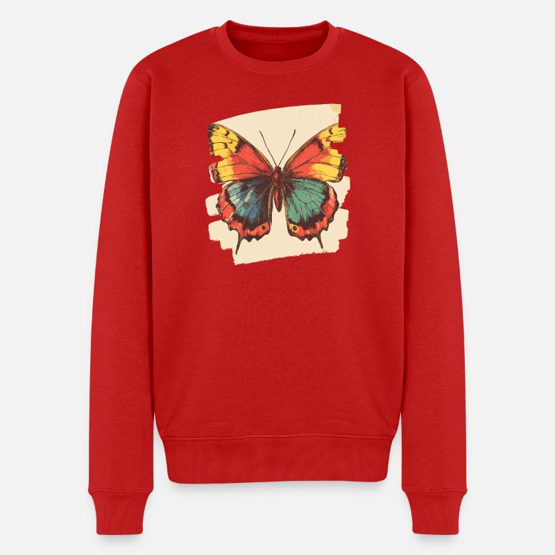 Schmetterling - Männer Premium Bio Pullover - Rot
