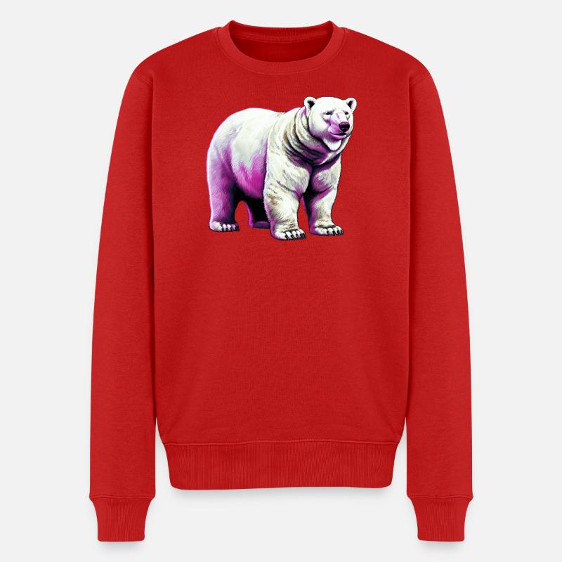 Weißer Eisbär - Männer Premium Bio Pullover - Rot