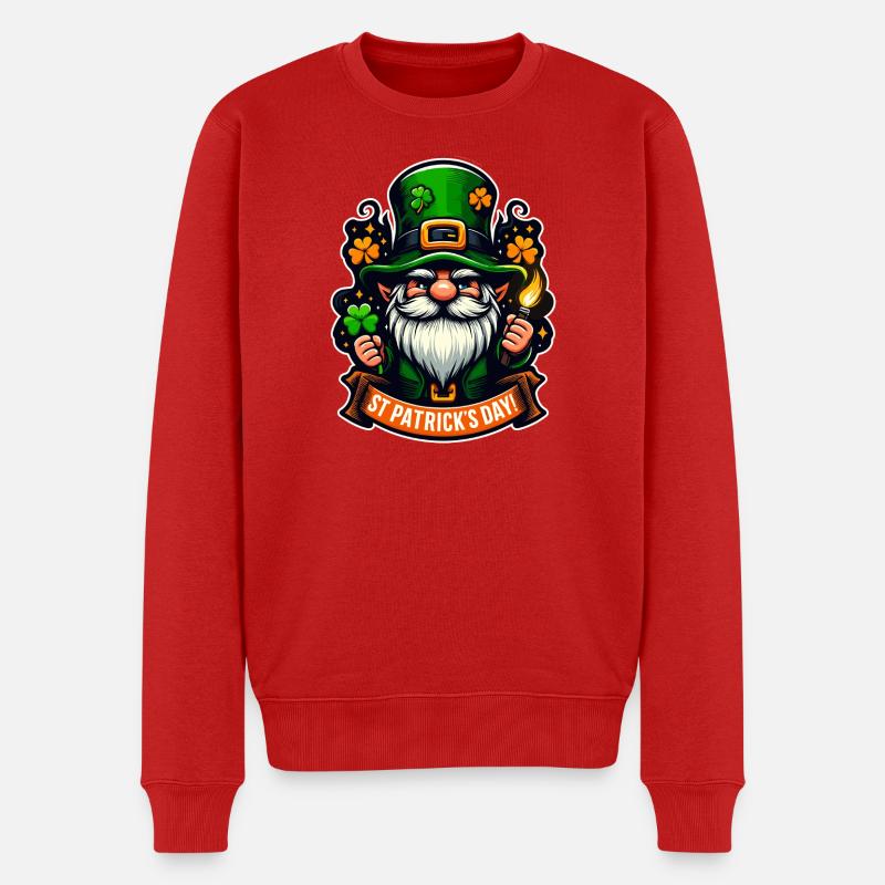Glücks-Gnom – St. Patrick’s Day Leprechaun - Männer Premium Bio Pullover - Rot