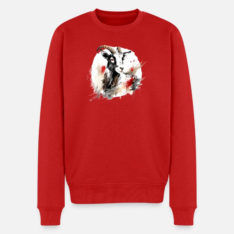 Chinesisches Sternzeichen Ziege - Männer Premium Bio Pullover - Rot