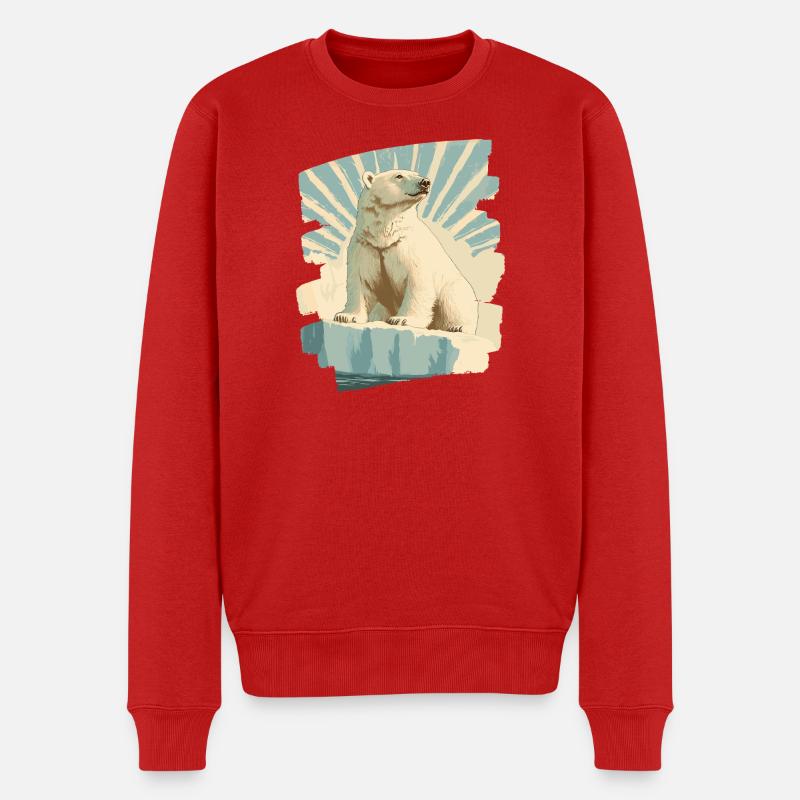 Ours blanc - Pull Premium bio Homme - rouge