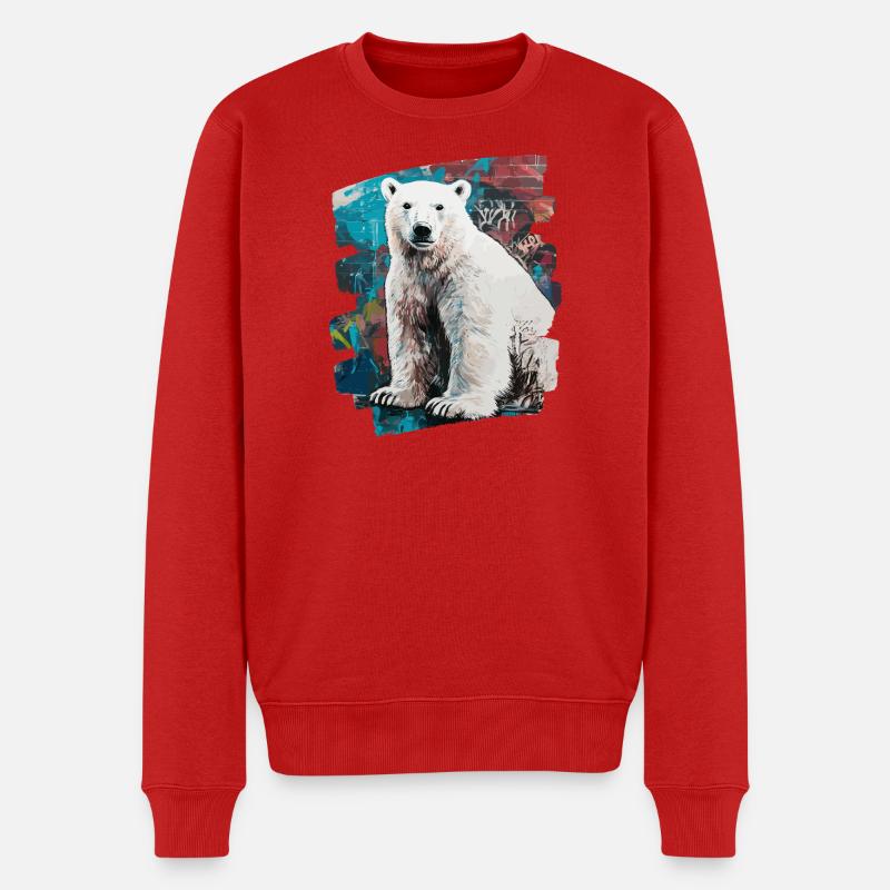 Eisbär Graffiti Sprayer - Männer Premium Bio Pullover - Rot