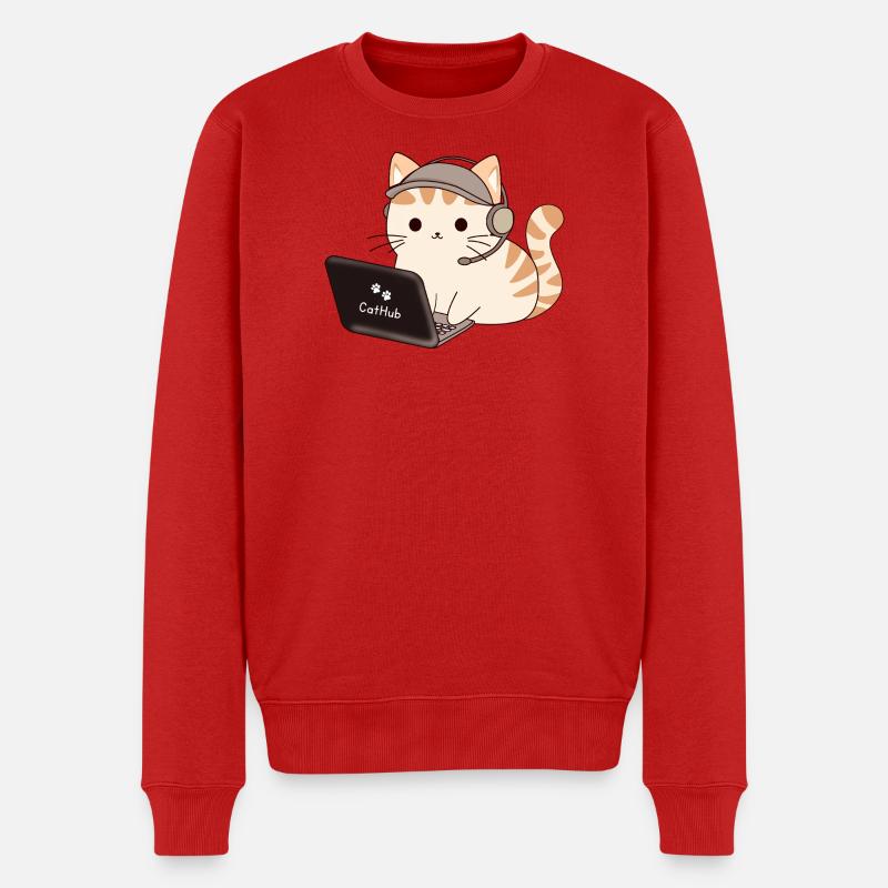 CatHub Katzenstreamer-Charme - Männer Premium Bio Pullover - Rot