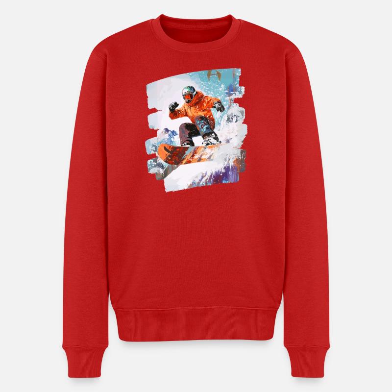 Snowboarder Pulverschnee - Männer Premium Bio Pullover - Rot