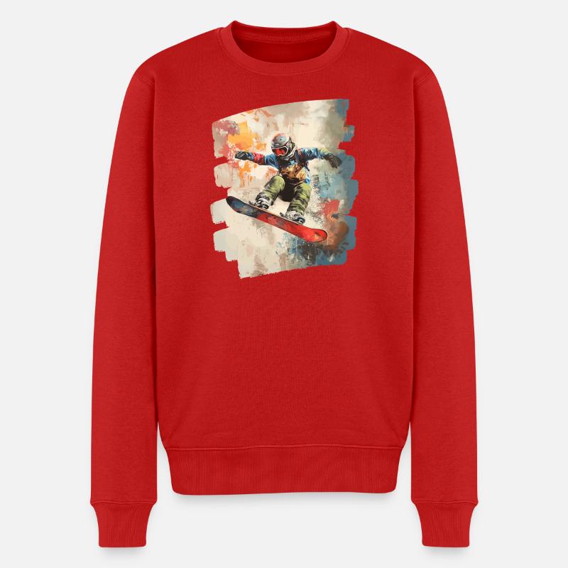 Snowboarder Pulverschnee - Männer Premium Bio Pullover - Rot