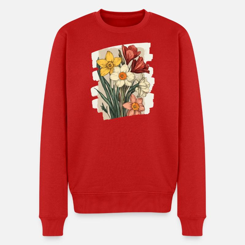 Printemps Printemps Début Fleur Fleurs - Pull Premium bio Homme - rouge