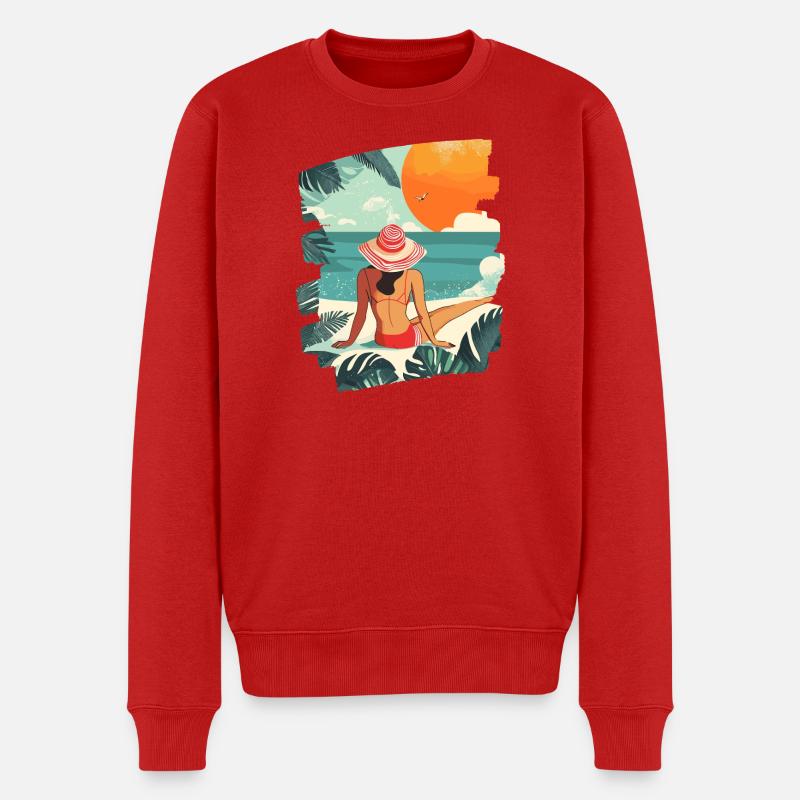 Sommer Retro - Männer Premium Bio Pullover - Rot