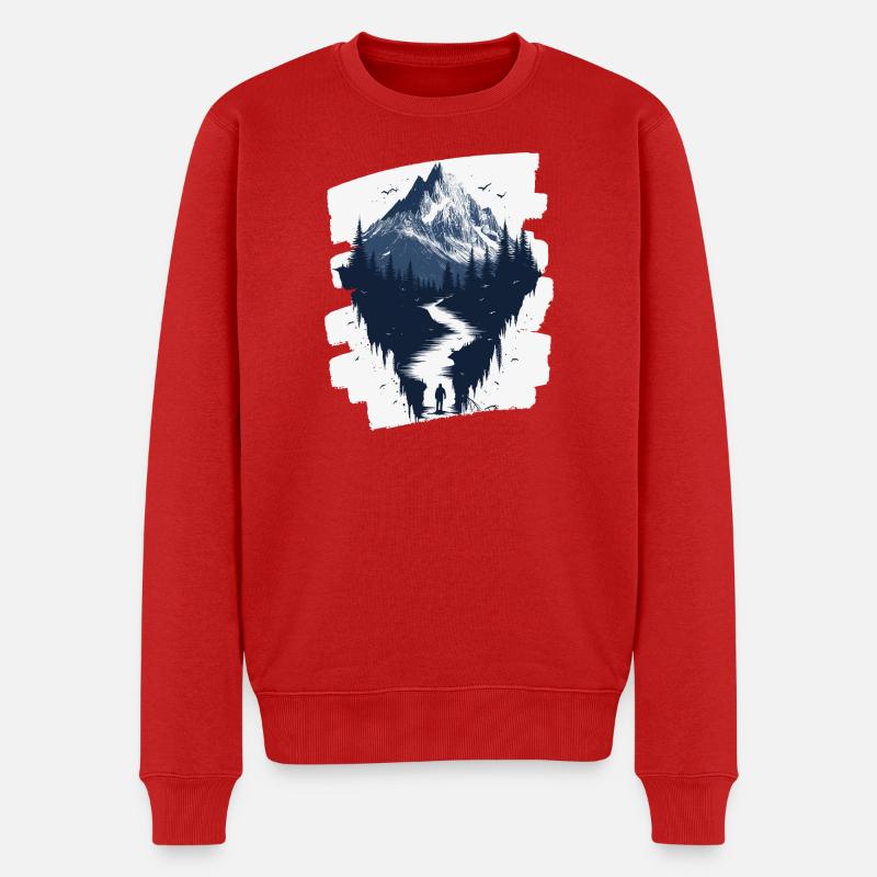 Berge - Männer Premium Bio Pullover - Rot