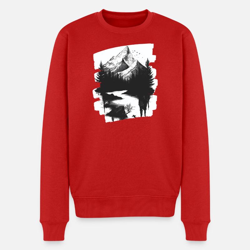 Berge - Männer Premium Bio Pullover - Rot