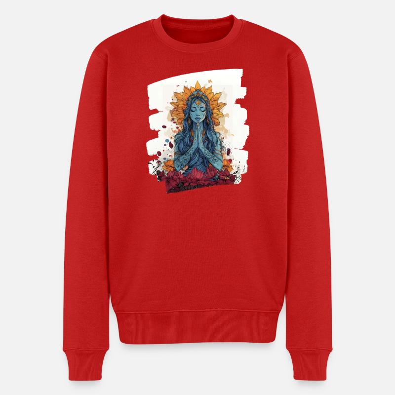 Yoga Namaste Meditation - Männer Premium Bio Pullover - Rot