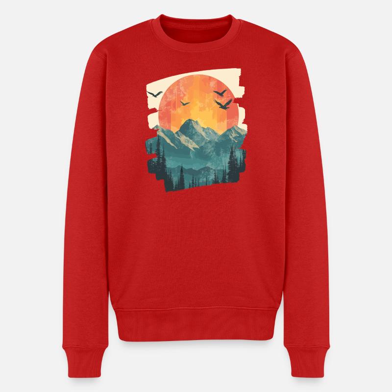 Berge - Männer Premium Bio Pullover - Rot