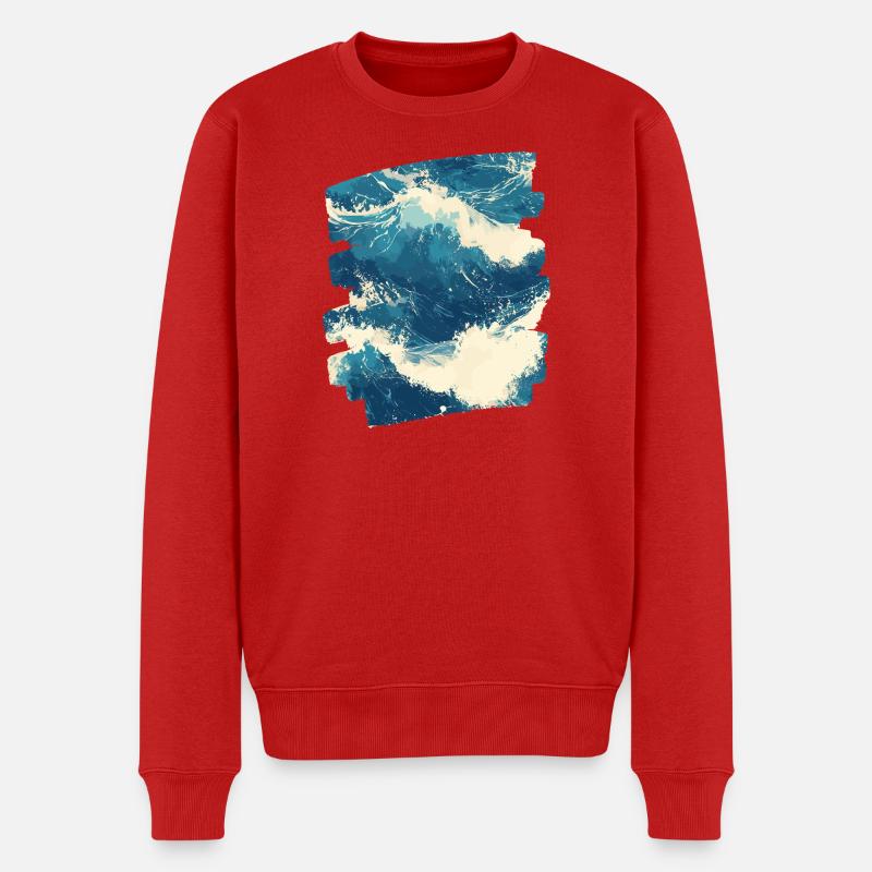 Wellen und Meer - Männer Premium Bio Pullover - Rot