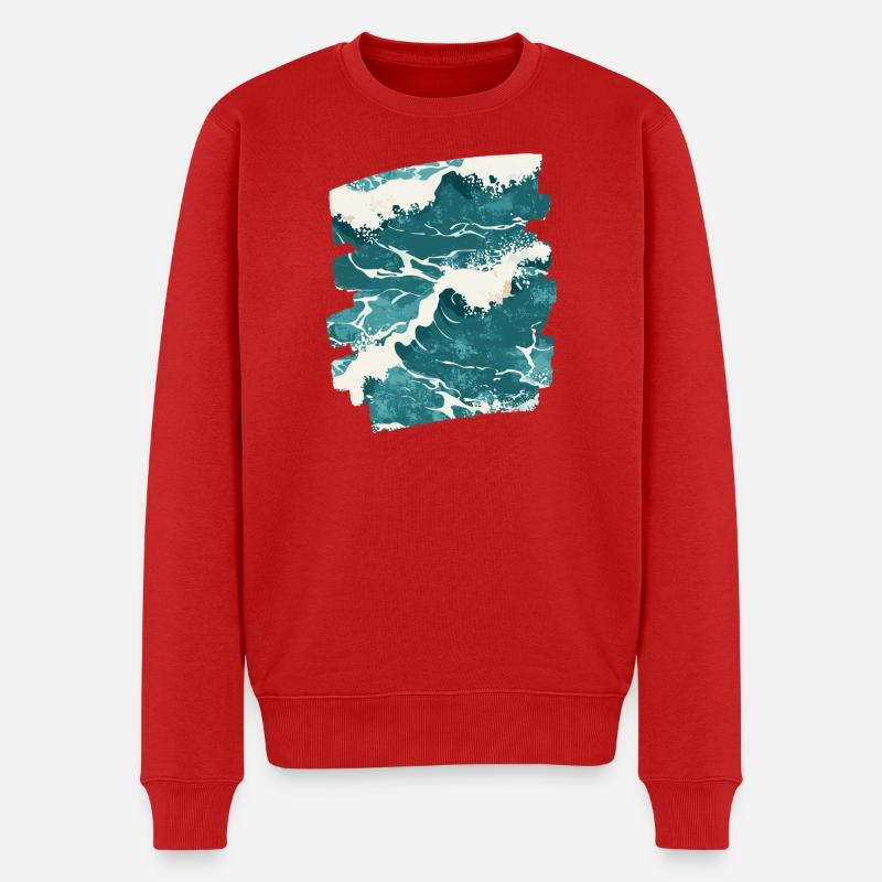 Wellen und Meer - Männer Premium Bio Pullover - Rot