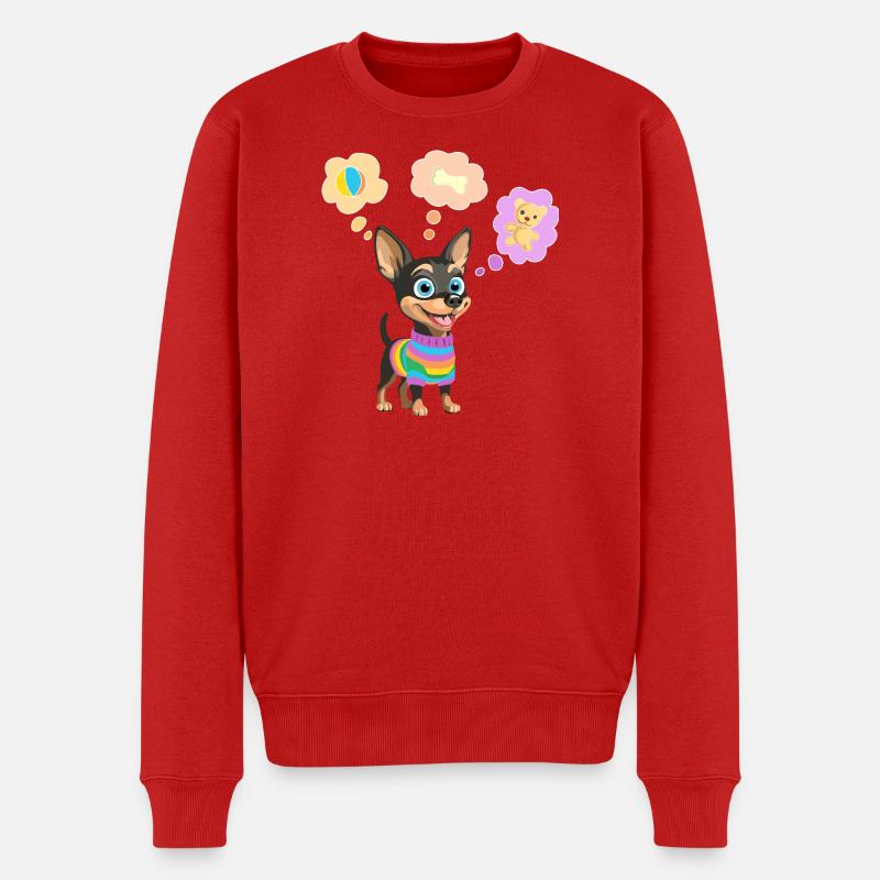 Süßer Hund im Regenbogenpullover für Kinder - Männer Premium Bio Pullover - Rot