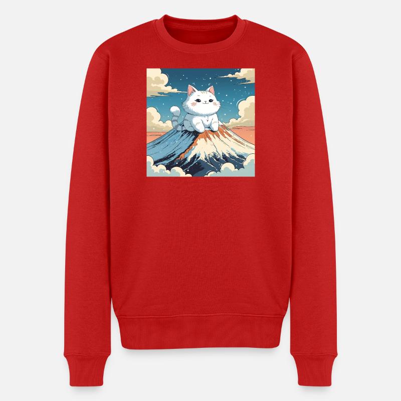 Fuji Kitten - Männer Premium Bio Pullover - Rot