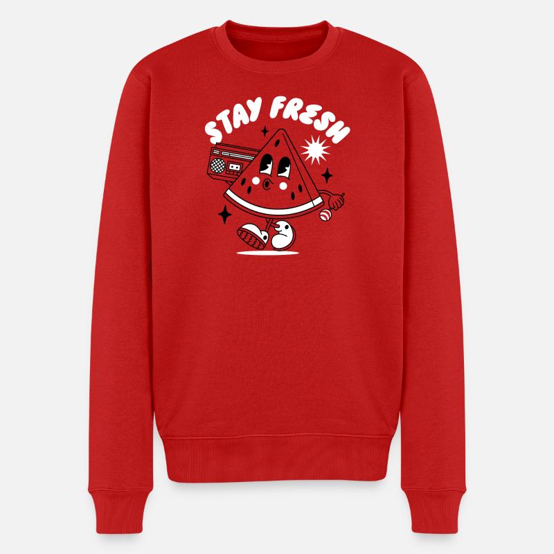 Funky Cosmic Fröhliches Design - Männer Premium Bio Pullover - Rot