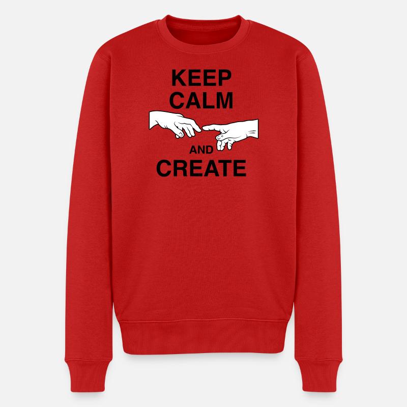 Keep calm and create - Männer Premium Bio Pullover - Rot
