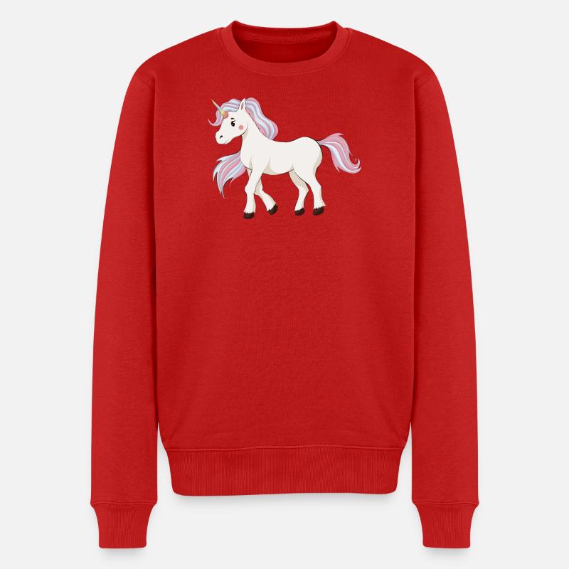 Einhorn - Männer Premium Bio Pullover - Rot
