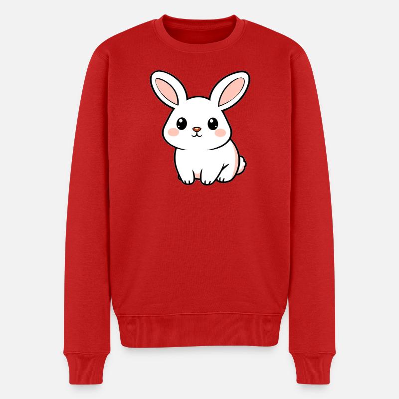 Weisses Kaninchen - Männer Premium Bio Pullover - Rot