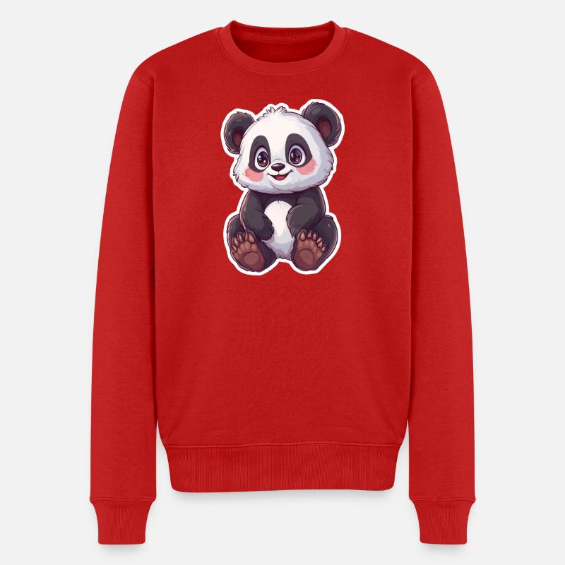 Süsser Pandabär - Männer Premium Bio Pullover - Rot