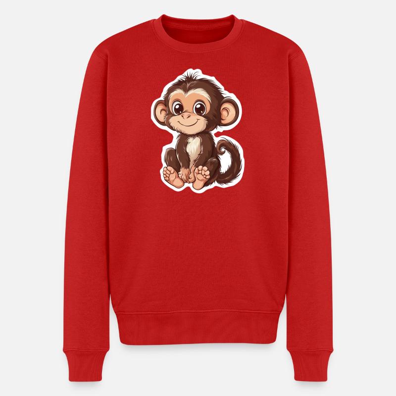 Affe Süsses Äffchen Geschenk für Affenfans - Männer Premium Bio Pullover - Rot