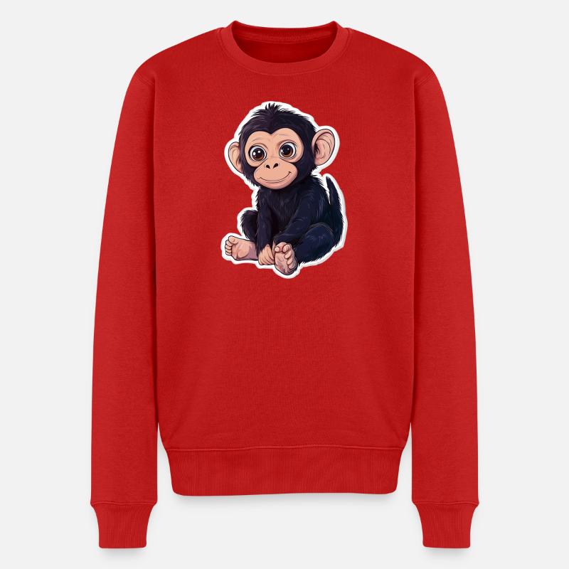 Affe Süsses Äffchen Geschenk für Affenfans - Männer Premium Bio Pullover - Rot