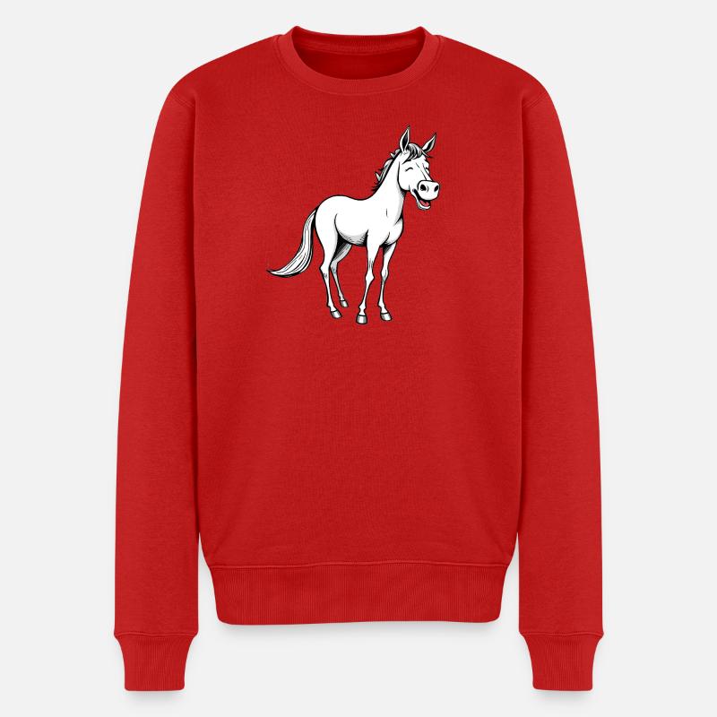 Lustiges Pferd - Männer Premium Bio Pullover - Rot