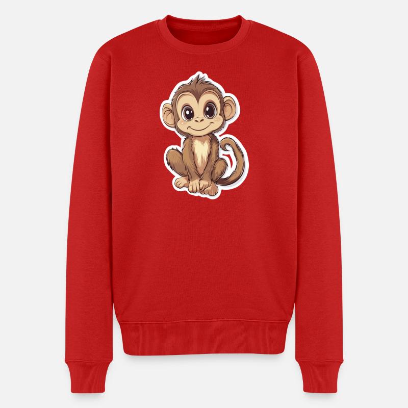 Affe Süsses Äffchen Geschenk für Affenfans - Männer Premium Bio Pullover - Rot