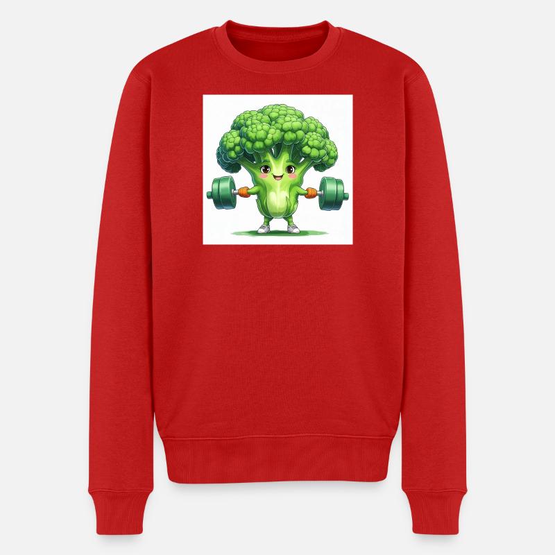 Fitness Broccoli mit Muskelkraft - Männer Premium Bio Pullover - Rot