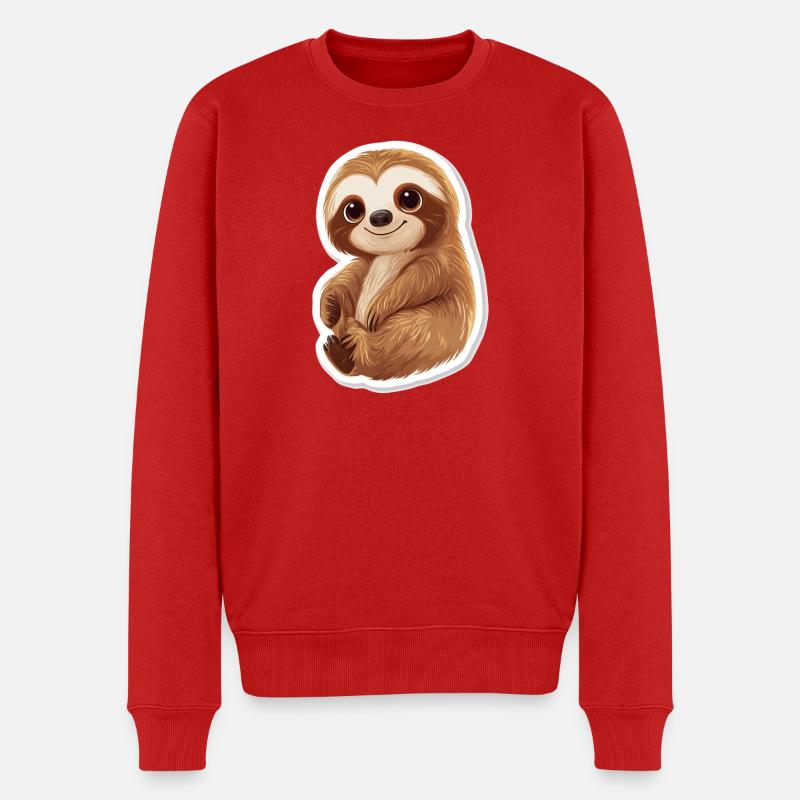 Faultier - Männer Premium Bio Pullover - Rot