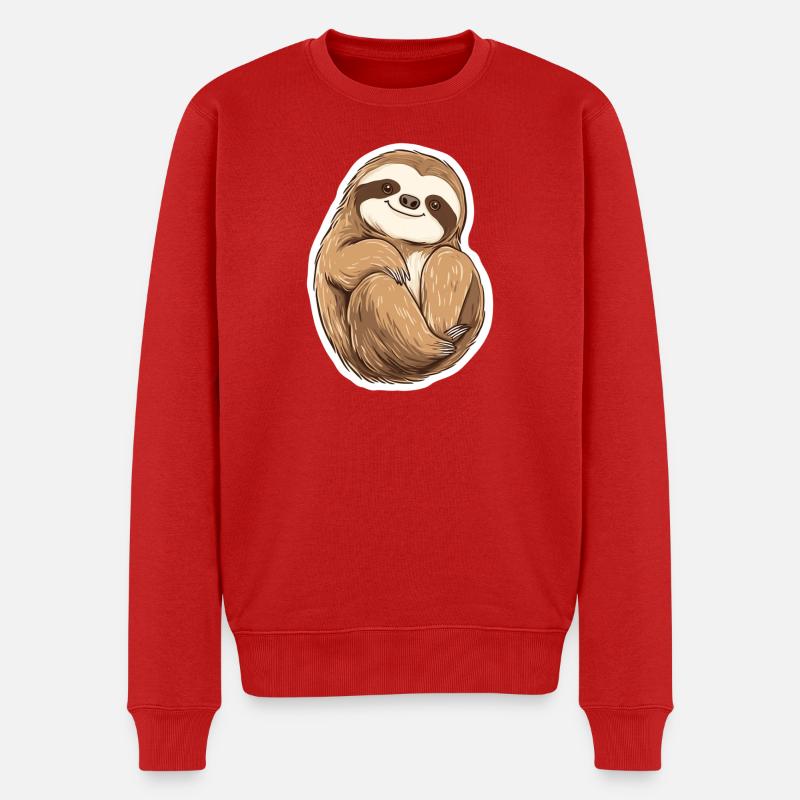 Faultier - Männer Premium Bio Pullover - Rot