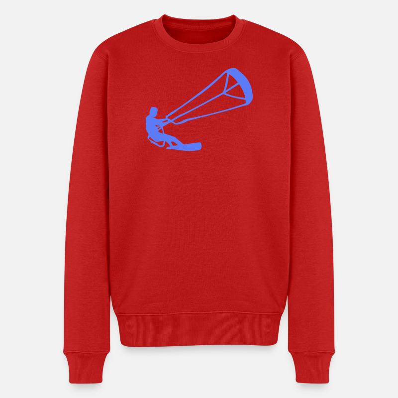 Kitesurfer Silhouette Kiteboarding Adrenalin Sport - Männer Premium Bio Pullover - Rot