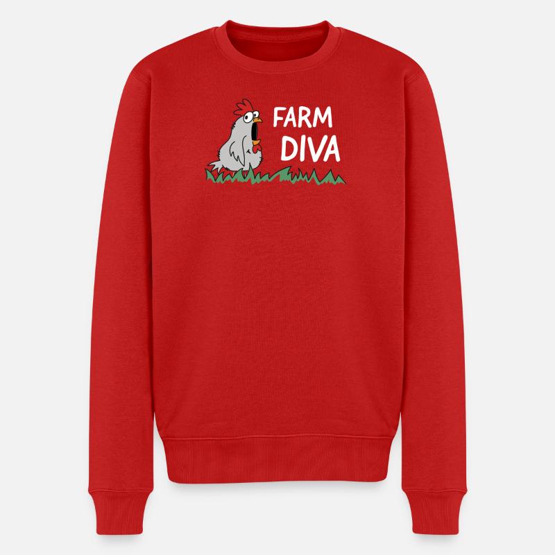 Poule Diva de la Ferme - Pull Premium bio Homme - rouge
