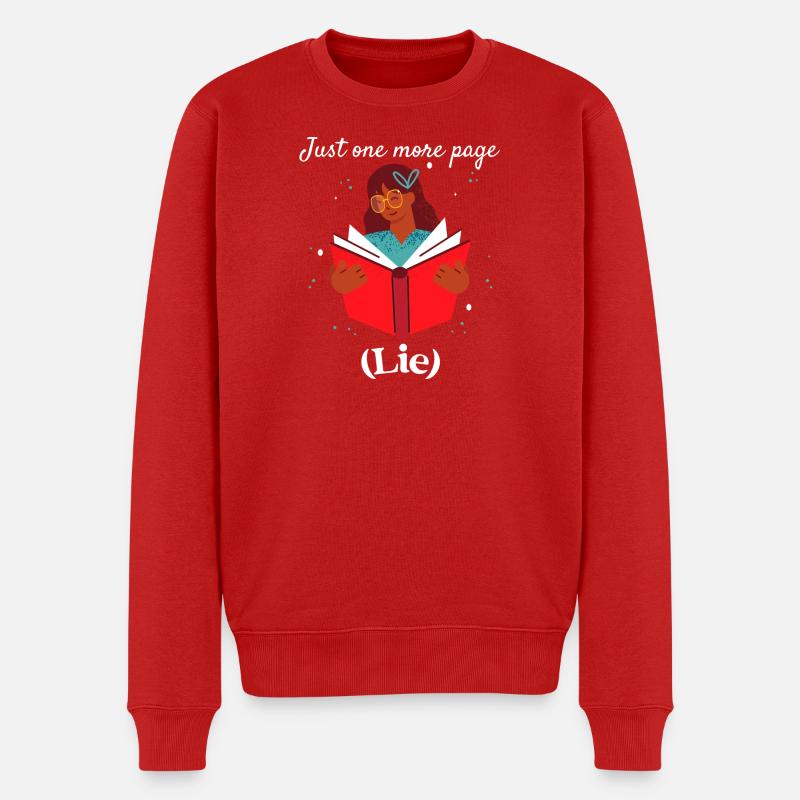 Verloren in einem Buch - Männer Premium Bio Pullover - Rot