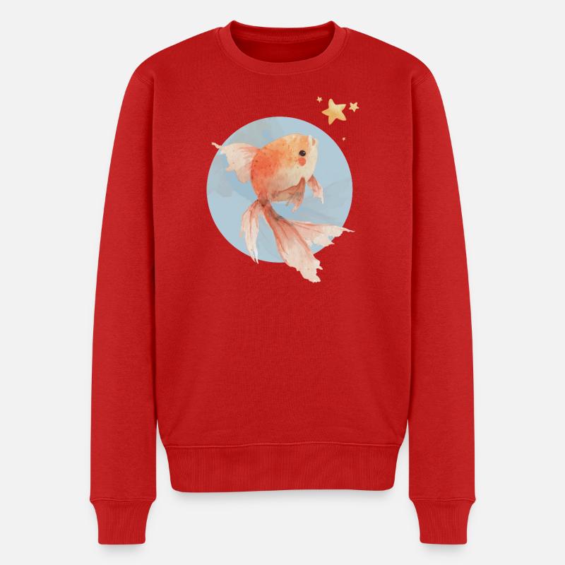 Goldfisch mit Weitblick - Männer Premium Bio Pullover - Rot