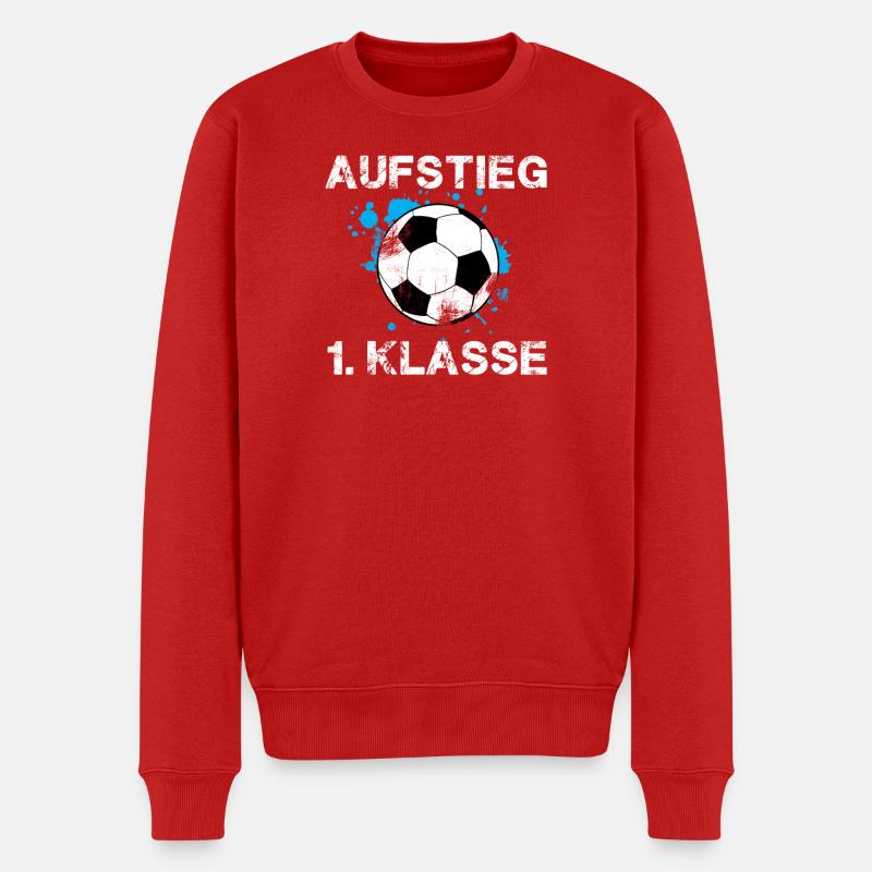Fußball Aufstieg Erste Klasse Design - Männer Premium Bio Pullover - Rot
