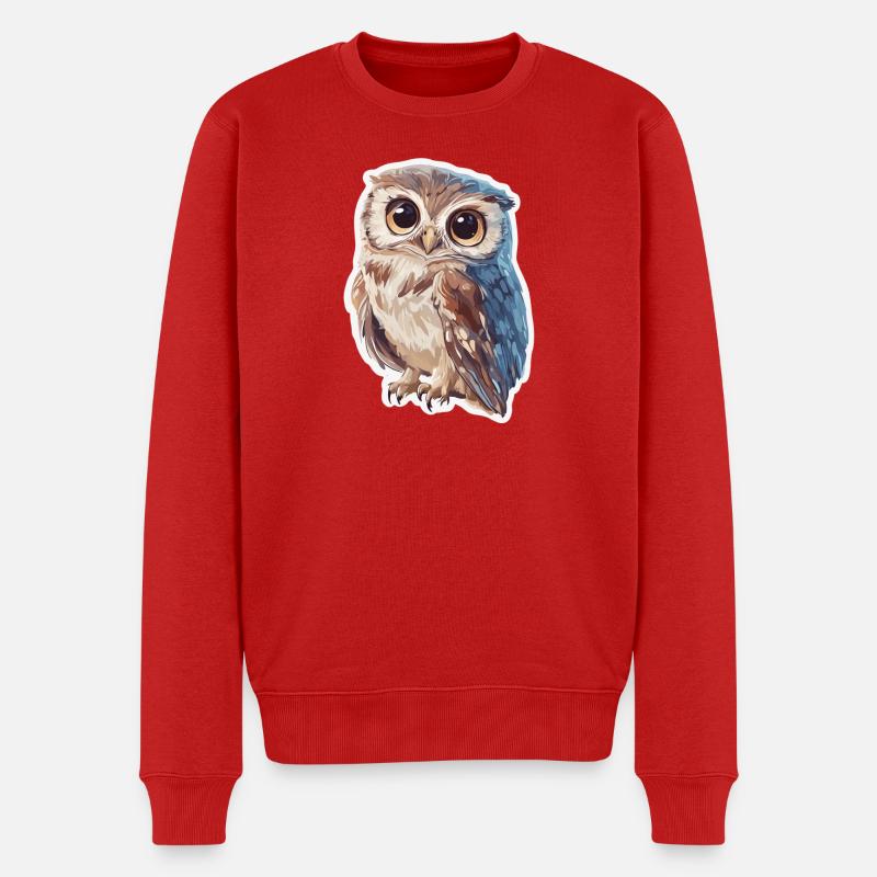 Eule - Männer Premium Bio Pullover - Rot