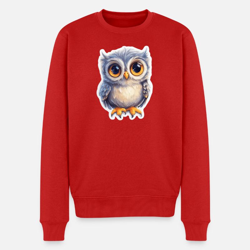Eule - Männer Premium Bio Pullover - Rot