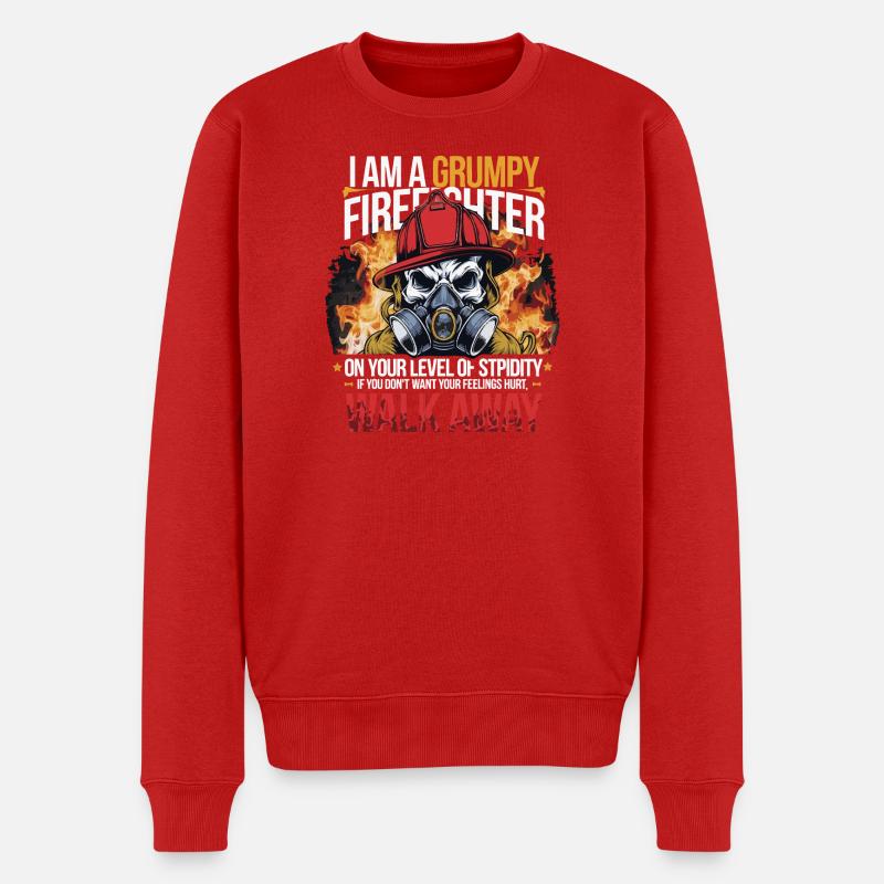 Grumpy Firefighter Skull Design - Men's Premium Organic Jumper - red