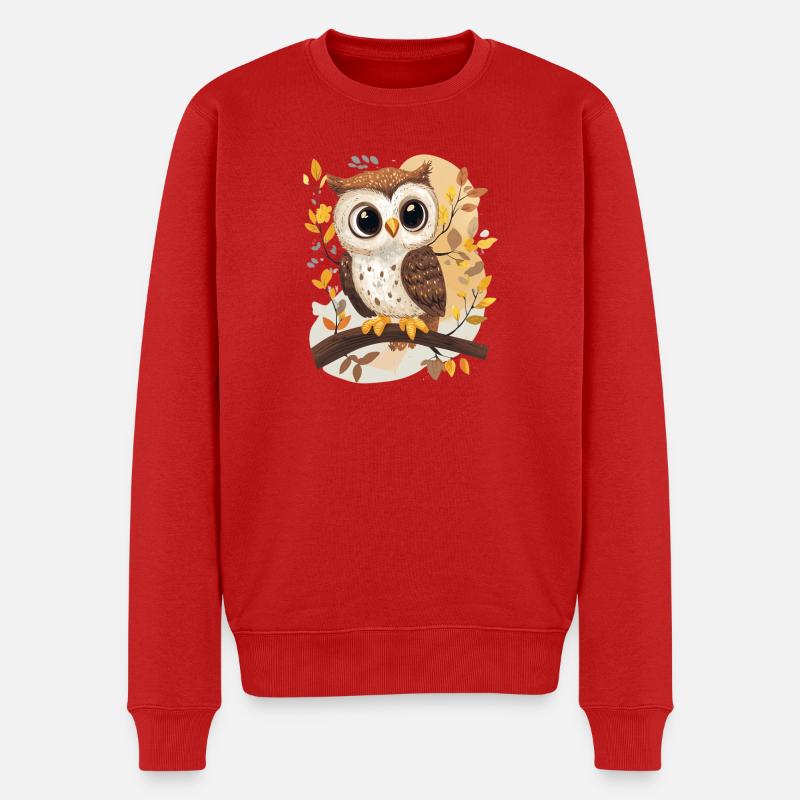 Eule - Männer Premium Bio Pullover - Rot
