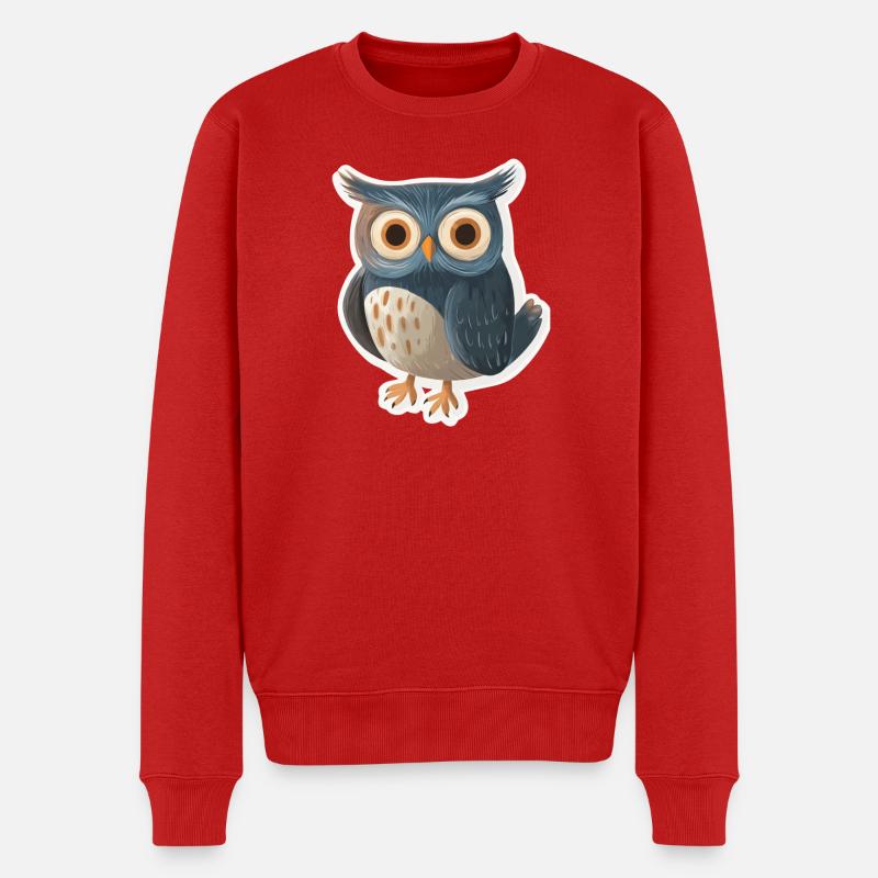 Eule - Männer Premium Bio Pullover - Rot